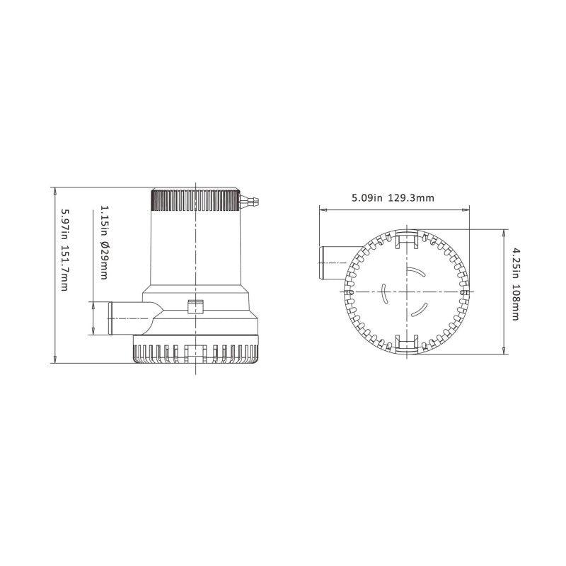 SEAFLO Bilge 12V/24V 1500 GPH Non-Auto Bilge Pump 01 Serie