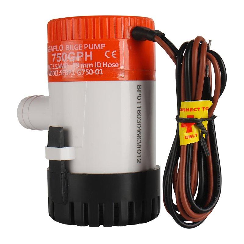 Seaflo 12V 750GPH Marine Bilge Pump Non-Automatic 01-Series BP1G75001 3/4" Hose