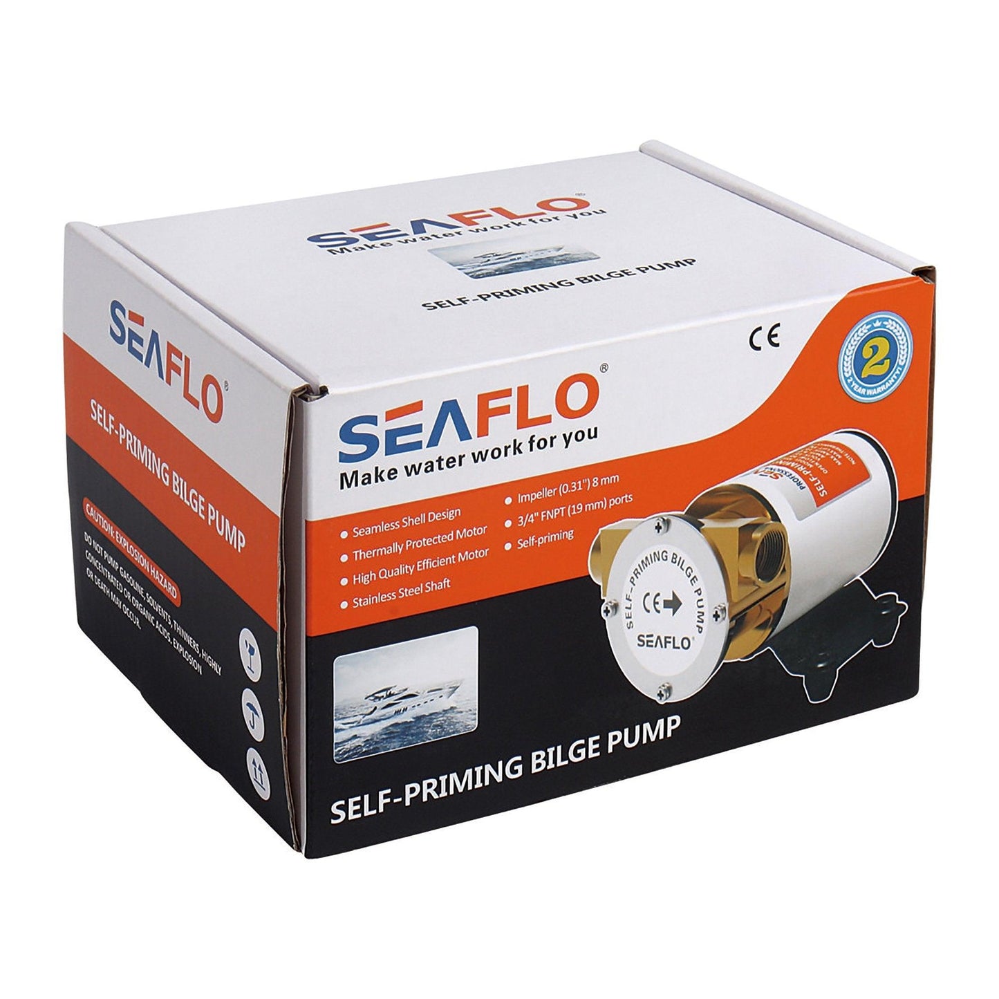 Seaflo 12V Self-Priming Impeller Bilge Pump 30LPM 8GPM Bronze Head SP108000301