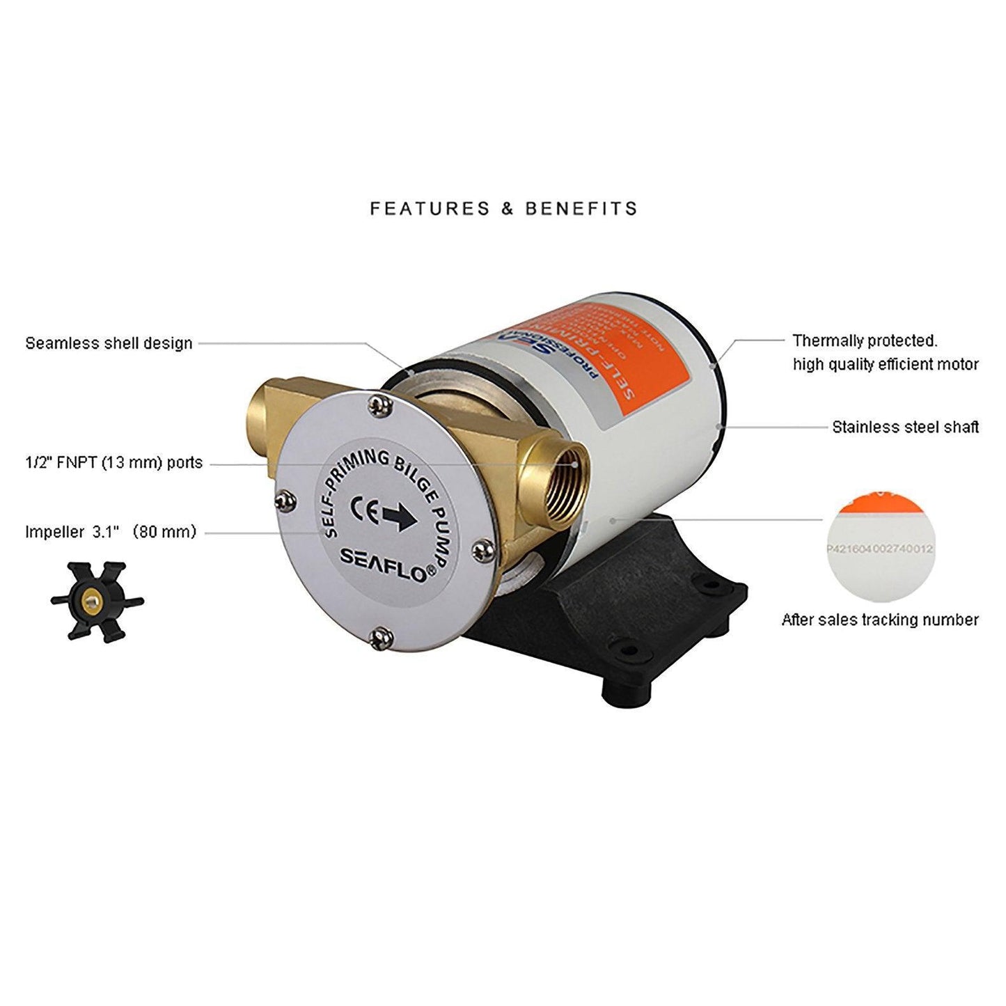SEAFLO  Impeller Bilge Pump 24V — 30 Lpm (8. | 4Boats