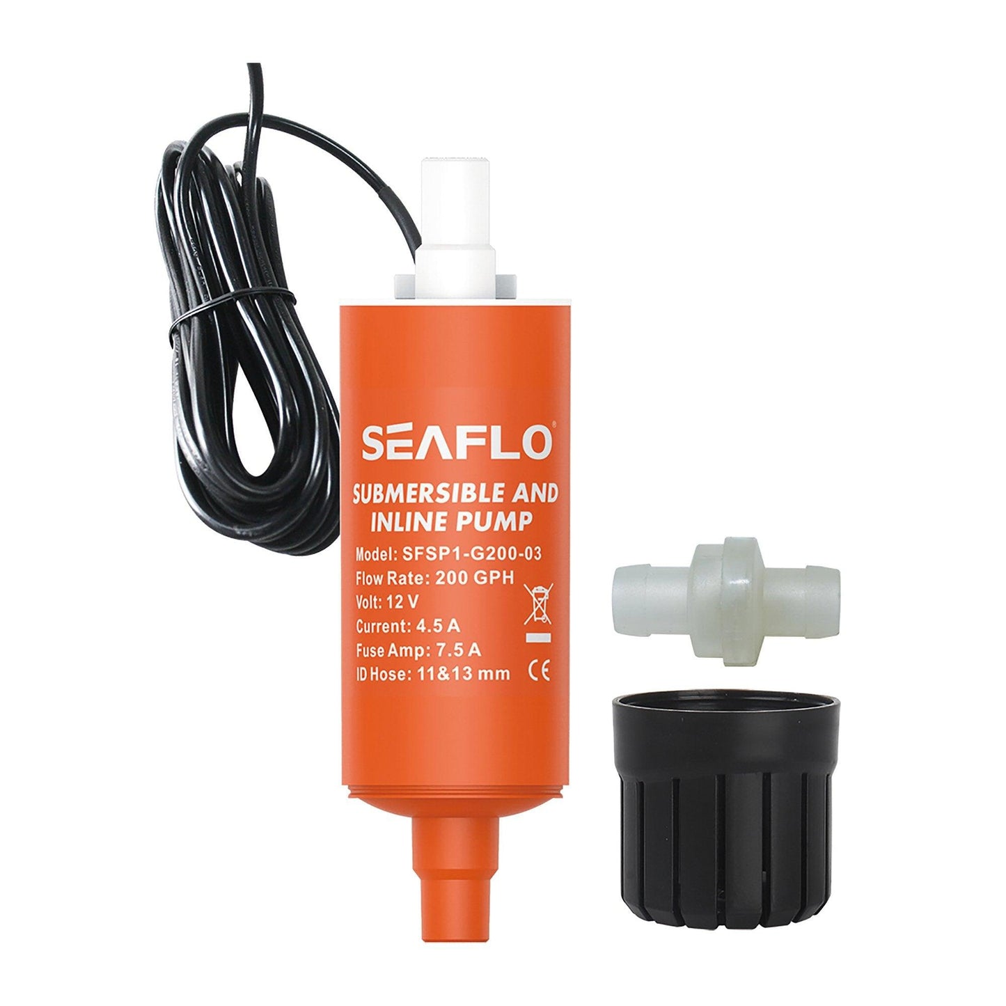 SEAFLO 12V 200 GPH Inline Submersible Water Pump SP1G20003B Marine Boat RV 1m