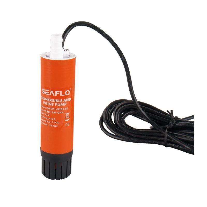 SEAFLO Inline 12V Pump 1,059 L/h (280 GPH) 5m Leads with