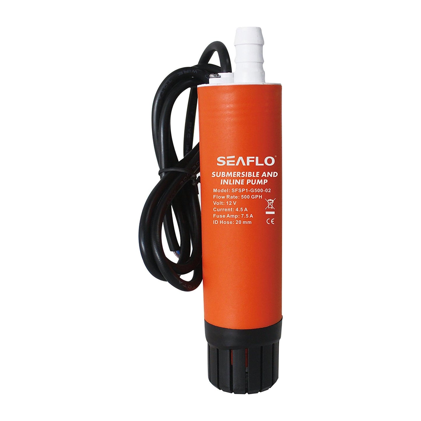 SEAFLO 12V 500GPH Inline Submersible Water Diesel Pump 5m Cable & Battery Clips