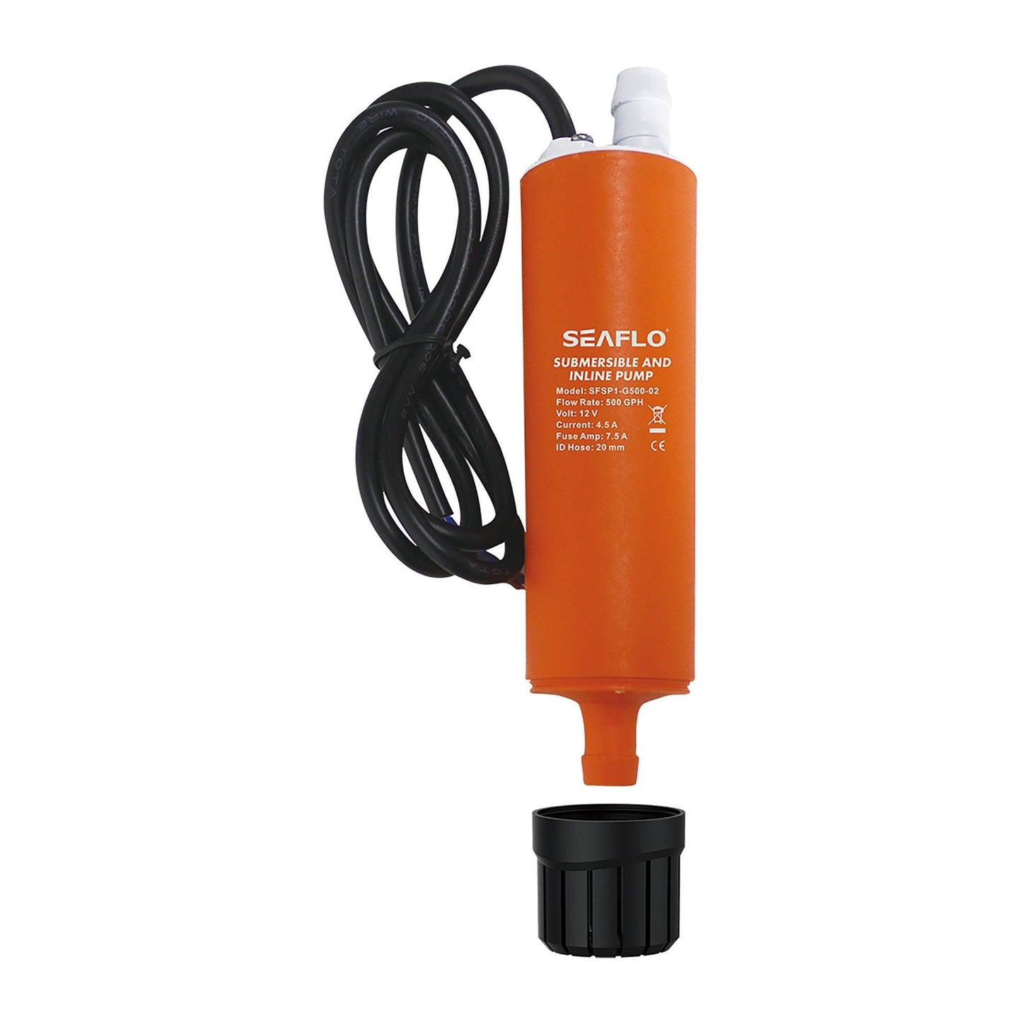 SEAFLO 12V 500GPH Inline Submersible Water Diesel Pump 5m Cable & Battery Clips