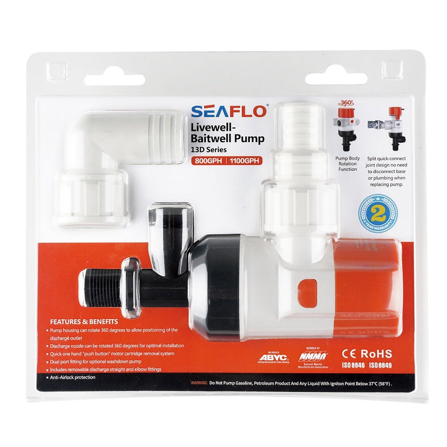 SEAFLO Livewell 13D Series 12V Livewell Pump 4,164 L | 4Boats
