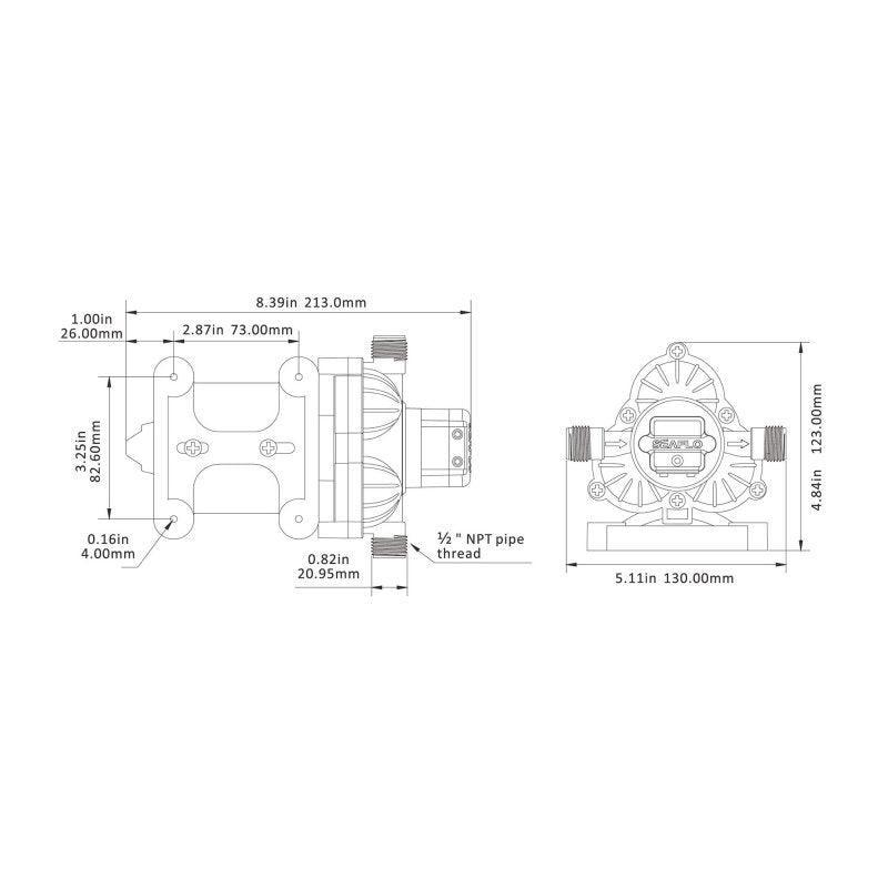 Seaflo 12V Water Pressure Pump 33 Series 2.8GPM 45PSI SFDP1-028-045-33 Marine RV