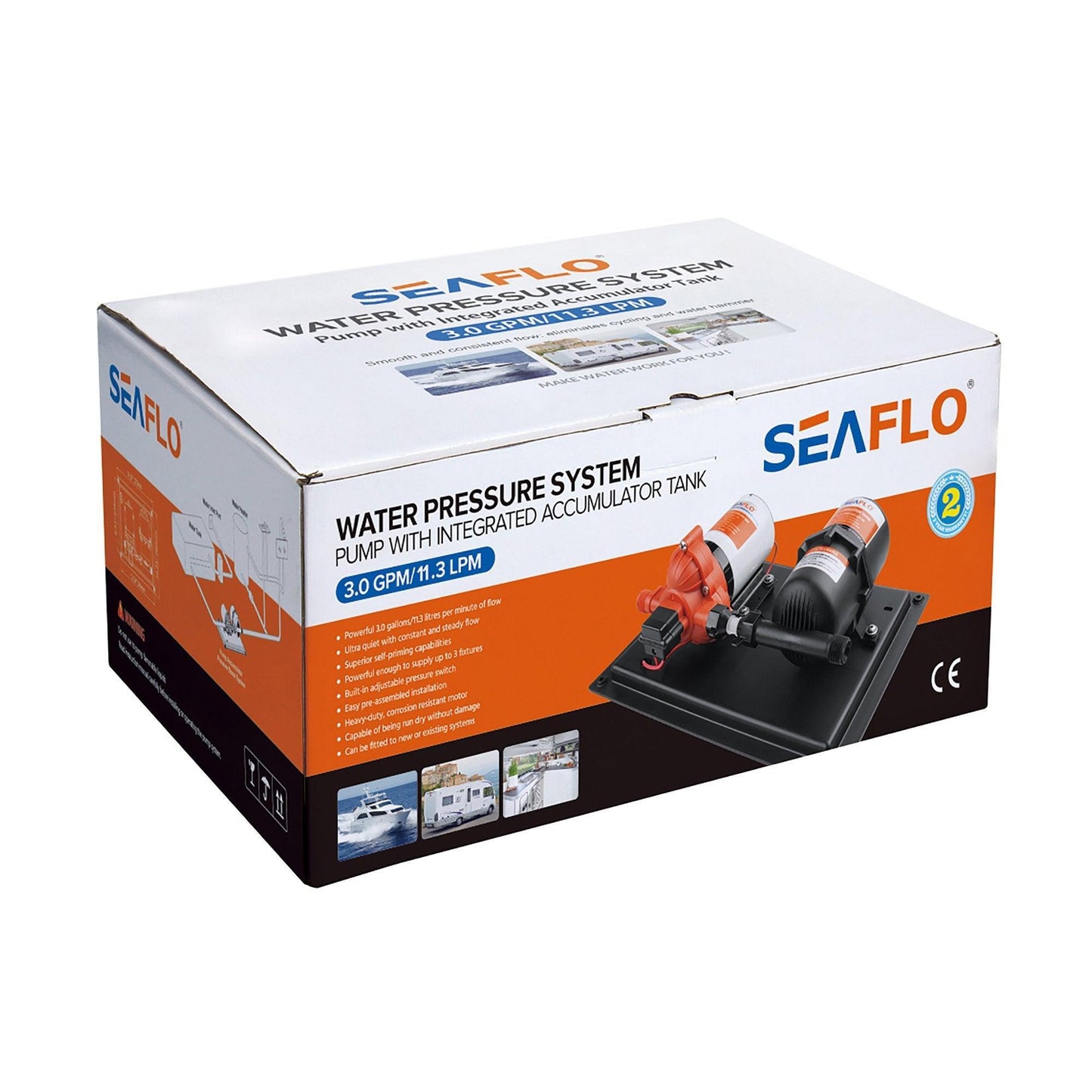 SEAFLO 24V Water Pressure System 3.0GPM 45PSI 0.75L Tank Kit WSK2030045002