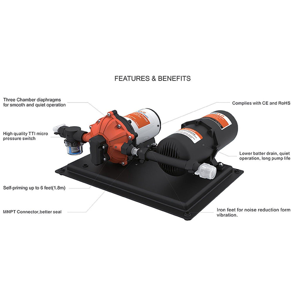 Seaflo 51 Series Pump with Integrated 1 L Accumulator Tank 12V