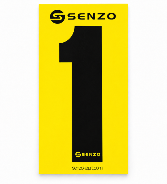 Set of 4 Senzo Black Race Number Yellow Background
