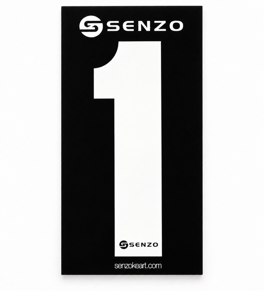 Set of 4 Senzo White Race Number Black Background