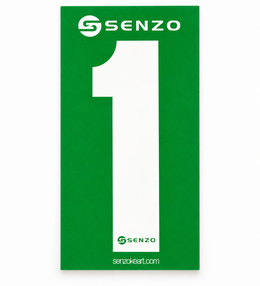 Set of 4 Senzo White Race Number Green Background
