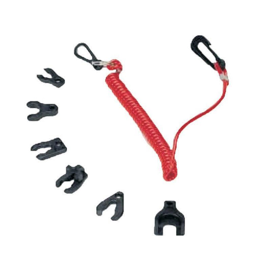 Set Kill-Switch Key with Coil Lanyard for OMC, Johnson, Evinr | 4Boats