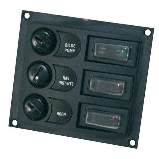 Switch Panel Base with Switch & Fuse, Black | 4Boats