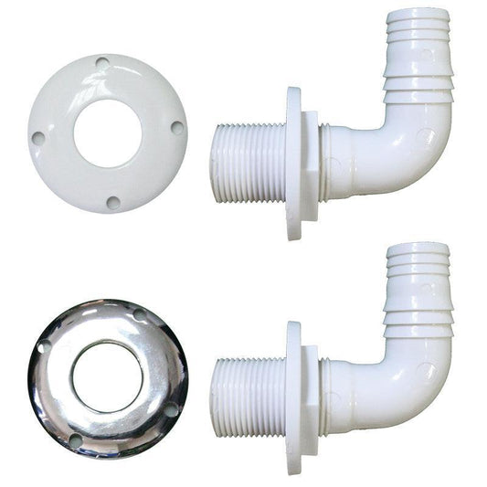 Thru-Hull Elbow 90° - 25mm Hose, Chromed Flange | 4Boats