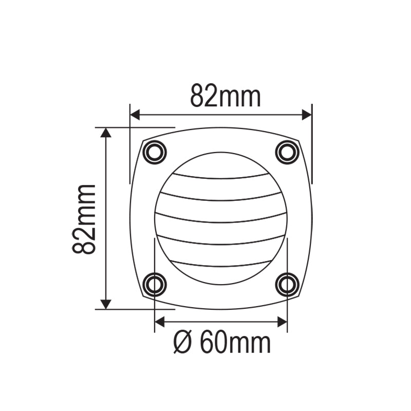 Lalizas Marine Ventilation Shaft Grille Cover 82x82mm Black Plastic Vent 16308
